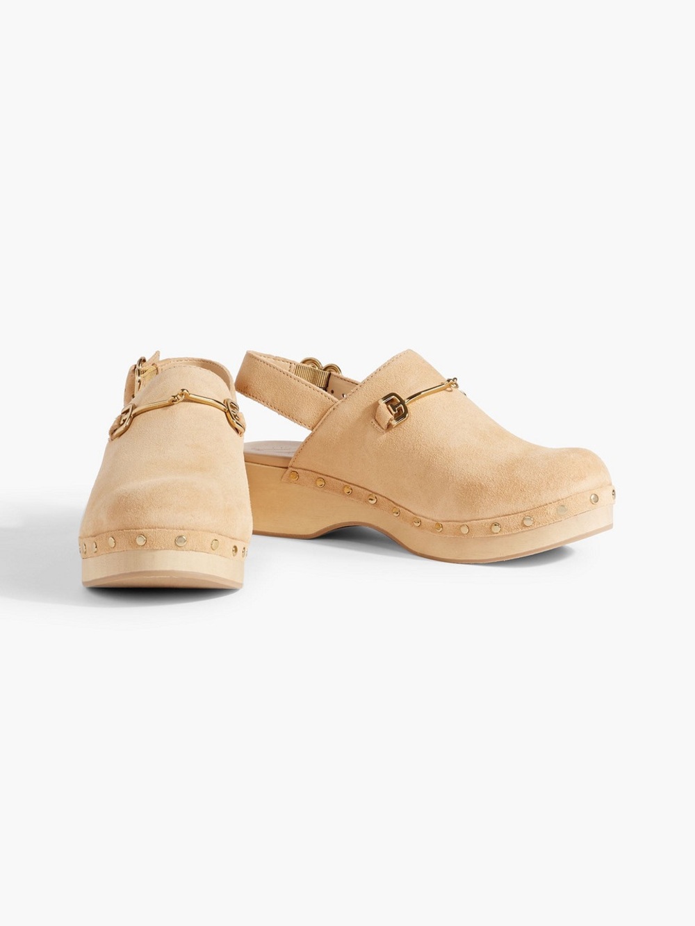 Sam Edelman | Hilda Suede Slingback Clogs Gold Horsebit Accent in Sand